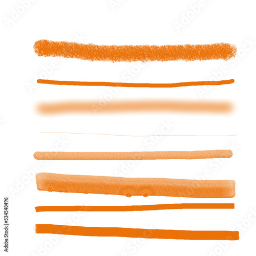 Isolated orange multi media brushstrokes