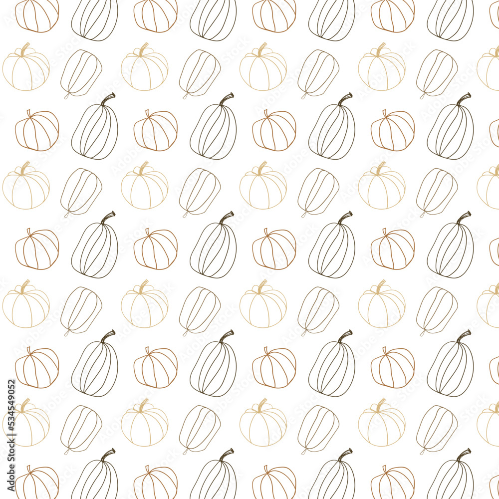Seamless pattern with linear pumpkins. Flat style. Vector illustration. Seamless pattern with linear pumpkins. Flat style. Vector illustration.