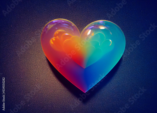 Modern and vivid heart on blue background  minimalist design for valentine  3D illustration
