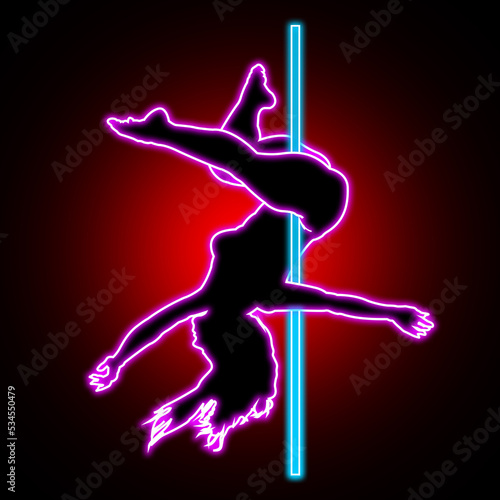 Pole dance dancer illustration suitable as logo for dance schools industry