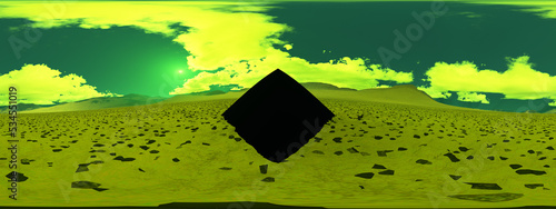 Illustration of an alien world and architecture