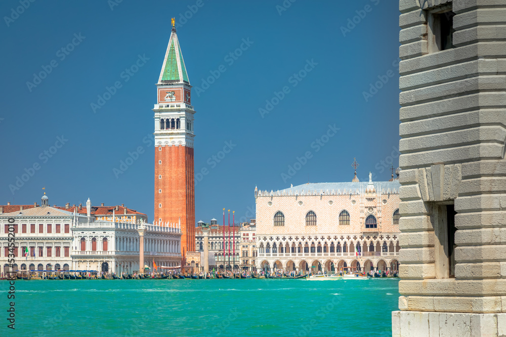 St. Mark's Square from San Giorgio Maggiore island and Grand canal, Venice