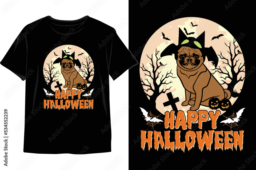 Vintage Halloween Time Vector Design for print on T-shirt. Halloween T-shirt Design Vector Graphics
