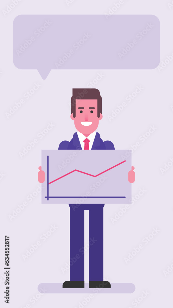 Businessman holding sign with positive business graph Businessman holding sign with positive business graph