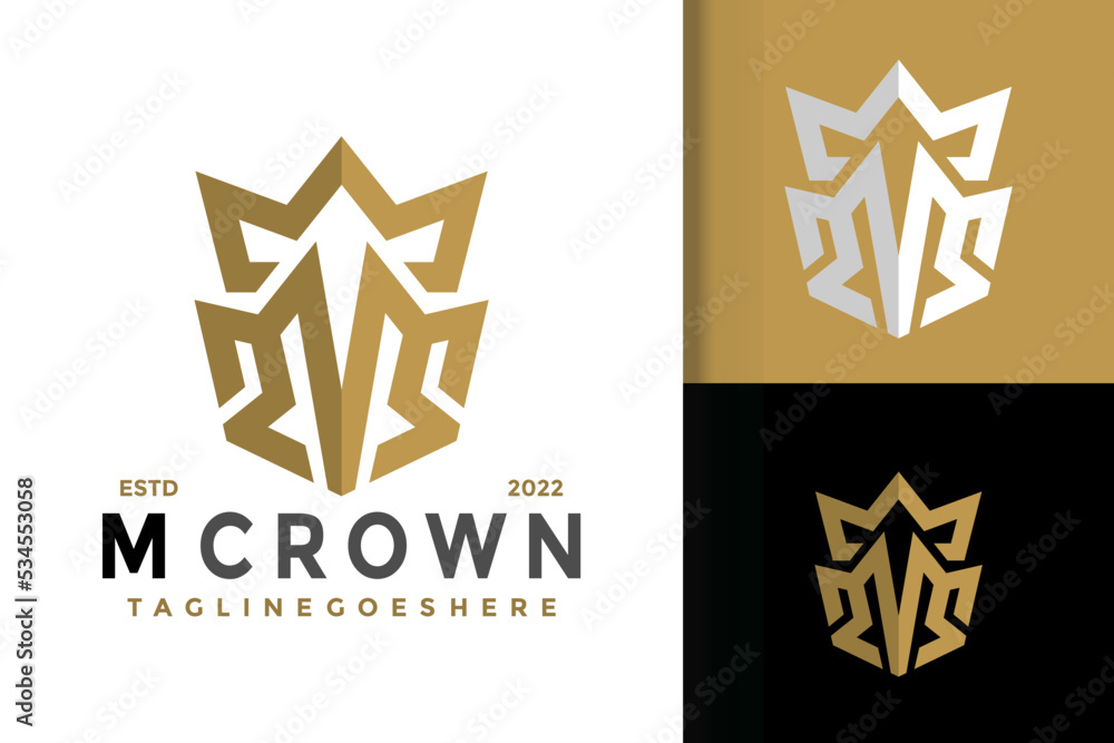 M Letter Shield Crown Logo Design, brand identity logos vector, modern ...
