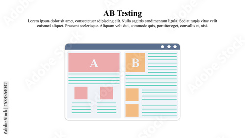 Illustration concept of AB testing with copy space.