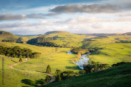 Southern Brazil countryside and river landscape at peaceful sunset