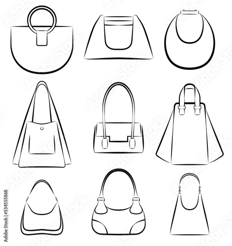 1325_Set of modern fashionable women handbags