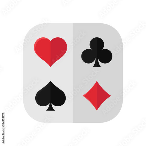 Poker cards for poker play. Playing card suit ui vector editable on white background