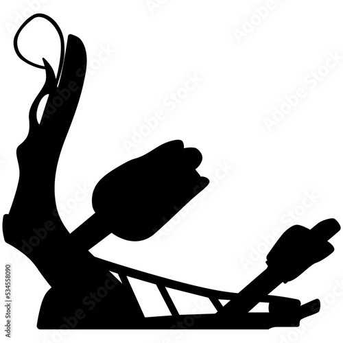 Snowboard bindings, Snowboarding equipment realistic silhouette