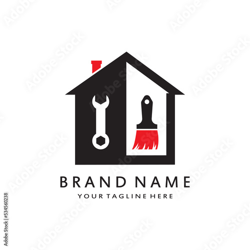 vector logo design illustration construction, home improvement and building logo design template