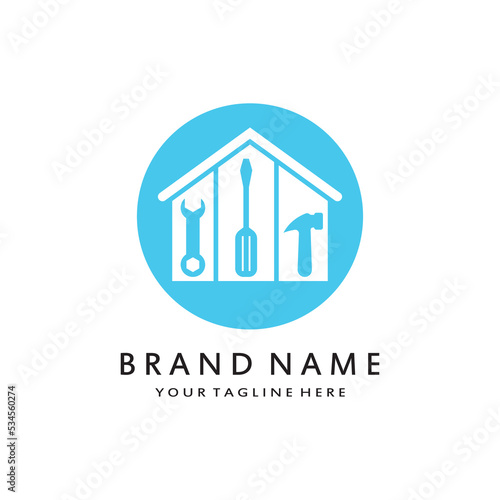vector logo design illustration construction, home improvement and building logo design template
