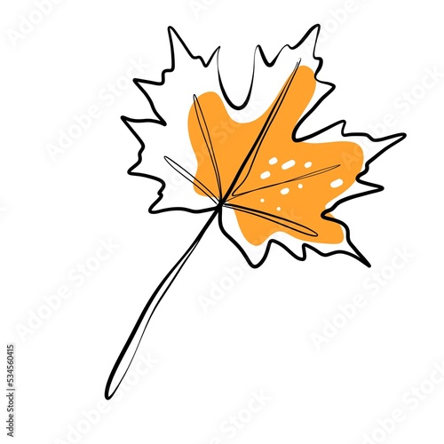 Maple leaf autumn orange doodles on a white background
