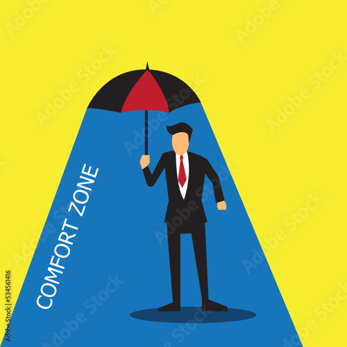 Man standing inside comfort zone; Business concept-vector