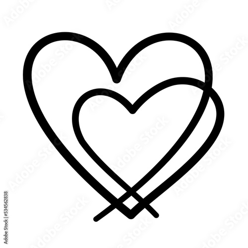 Line art heart with black thin line. PG with transparent background.