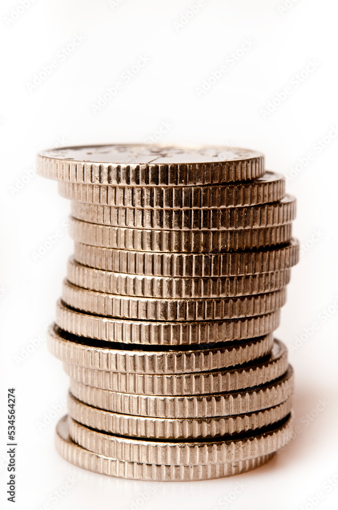 stack of coins isolated