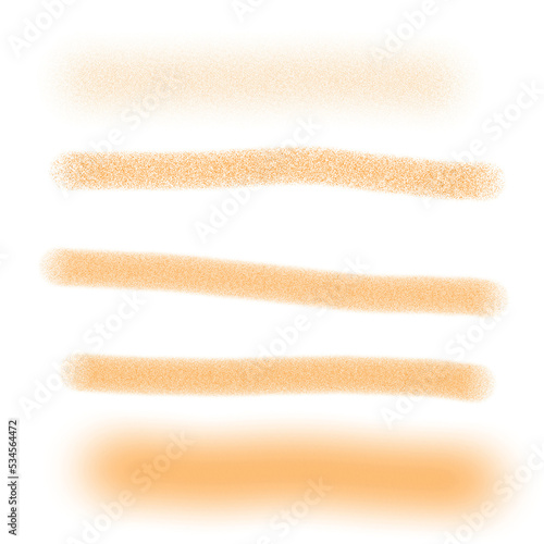 Collection of isolated orange airbrush textures