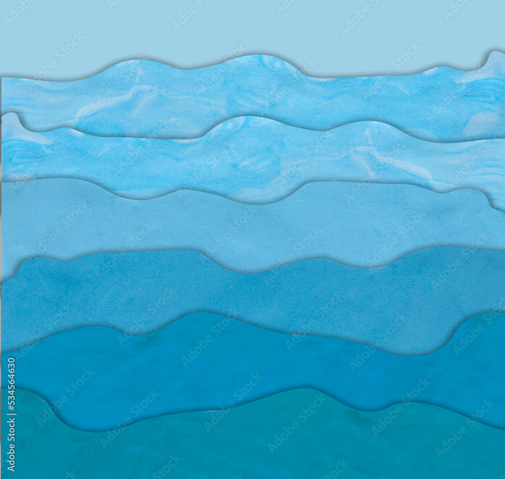 blue sea wave background made from plasticine