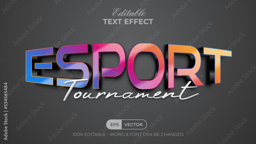 3D text effect esport tournament style. Editable text effect.