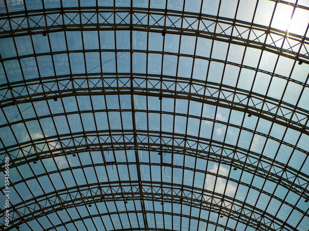 Glass ceiling. Roof of modern buildings