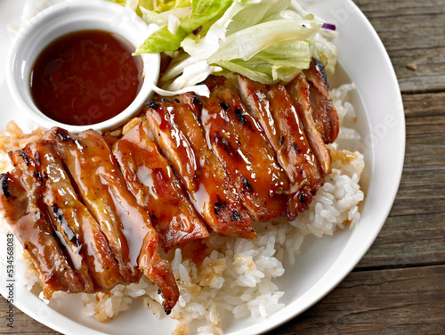 Chicken Teriyaki over steamed rice