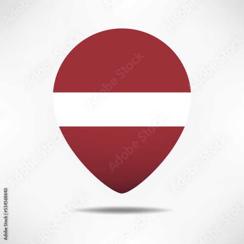 Free Download Latvia map pointers flag with shadow. Pin flag - GFXLoad