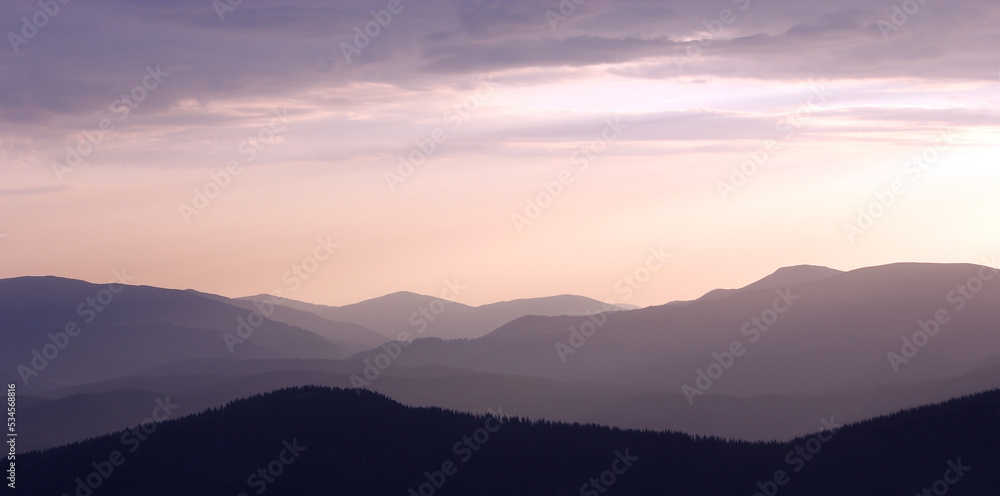 scenic nature scenery, awesome sunset landscape, beautiful morning background in the mountains, Carpathian mountains, Ukraine, Europe