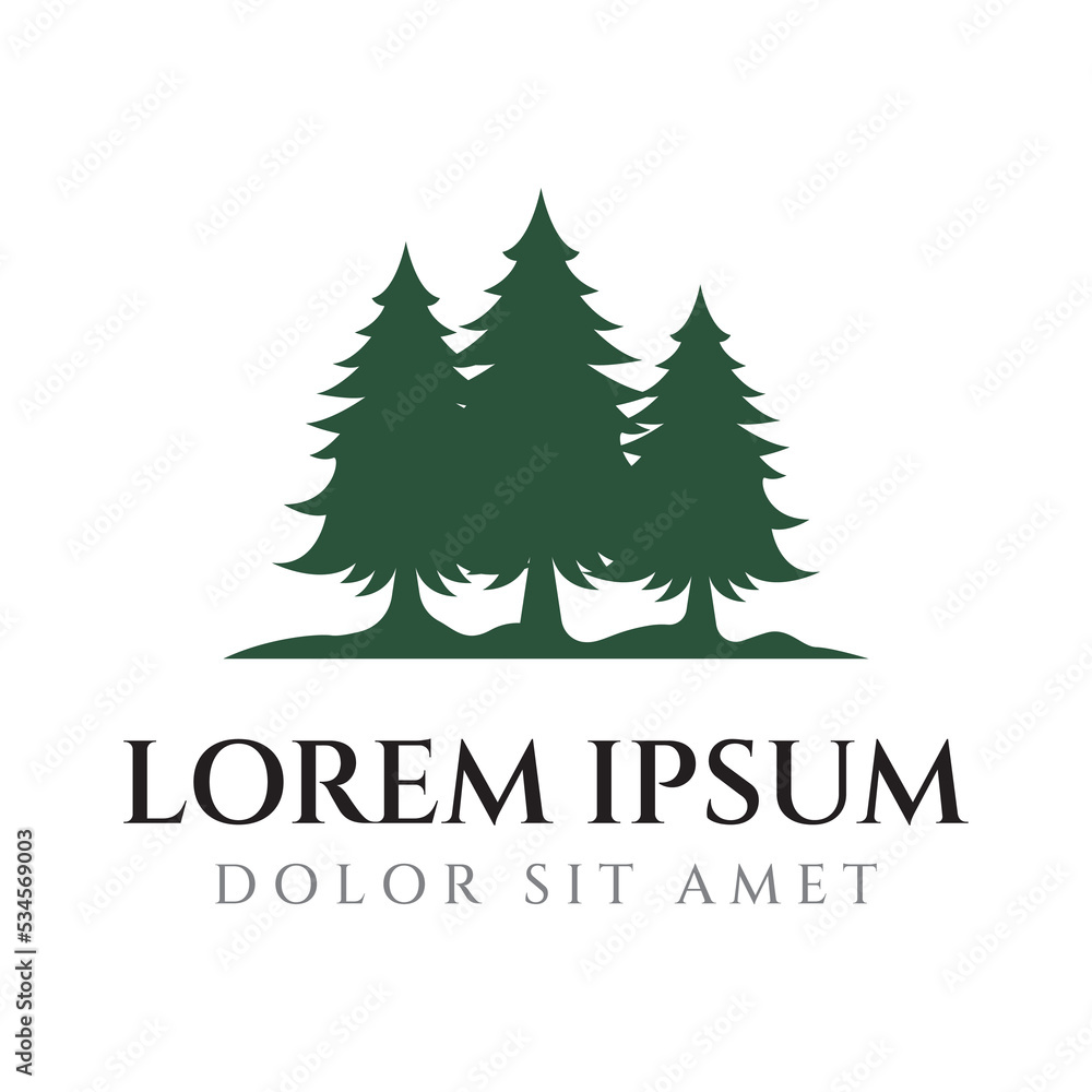 Creative abstract pine tree and pine forest Logo template design isolated background.Logos for badges,business,christmas,brands and natural products. Creative abstract pine tree and pine forest Logo template design isolated background.Logos for badges,business,christmas,brands and natural products.