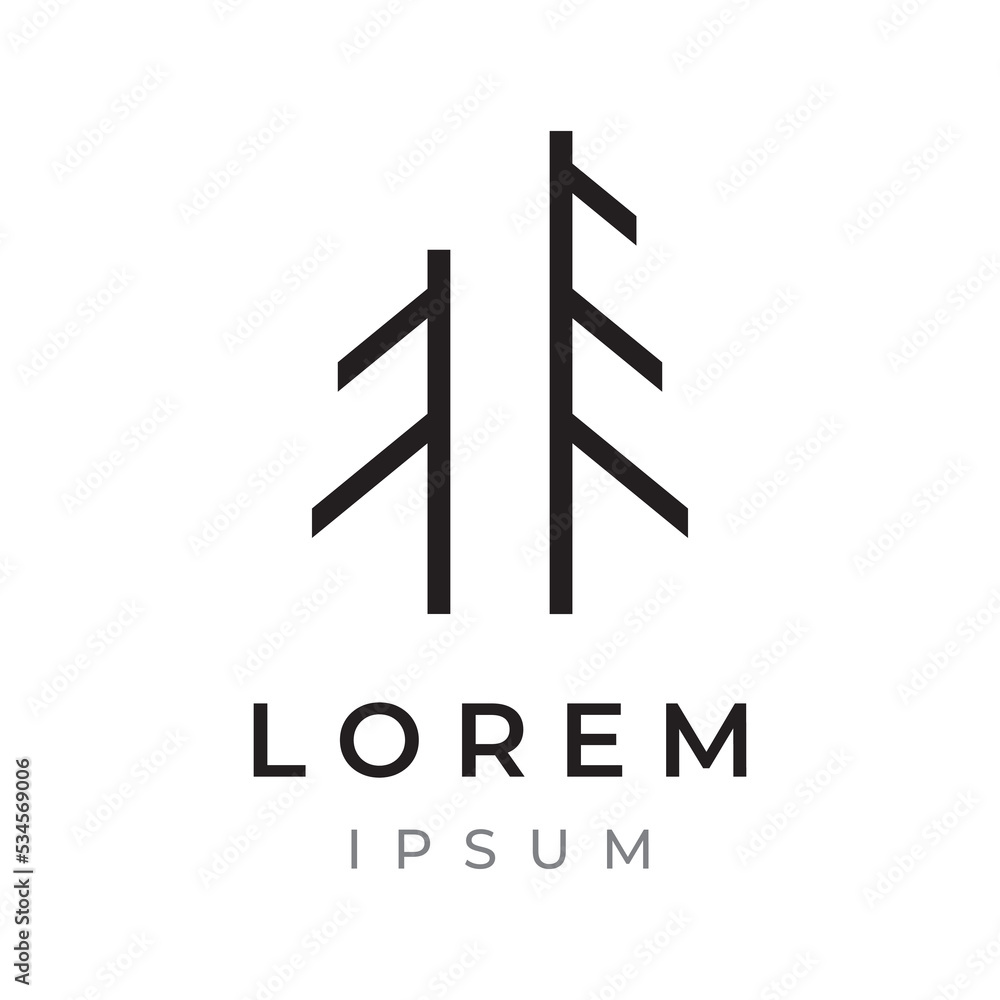 Creative abstract pine tree and pine forest Logo template design isolated background.Logos for badges,business,christmas,brands and natural products. Creative abstract pine tree and pine forest Logo template design isolated background.Logos for badges,business,christmas,brands and natural products.