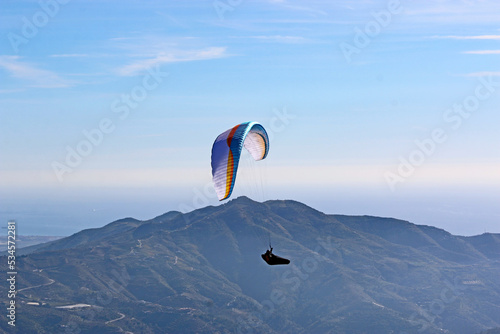 Paragliders in the Mountains of Andalucia in Spain 
