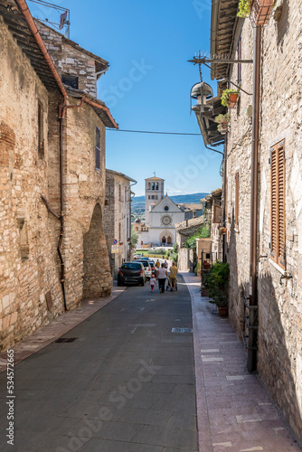 Via Cardinale Raffaele Merry del Val street, historic center Assisi, Perugia, Italy