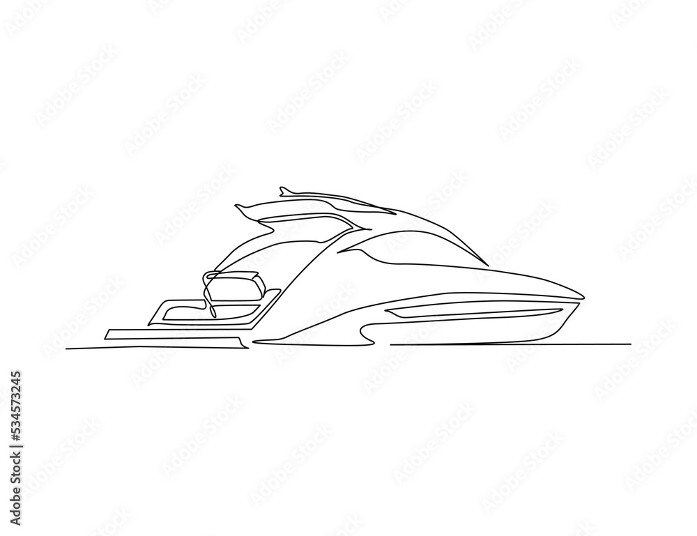 Continuous single line drawing art of Luxury Yacht. Speed boat line art drawing vector illustration. Continuous single line drawing art of Luxury Yacht. Speed boat line art drawing vector illustration.