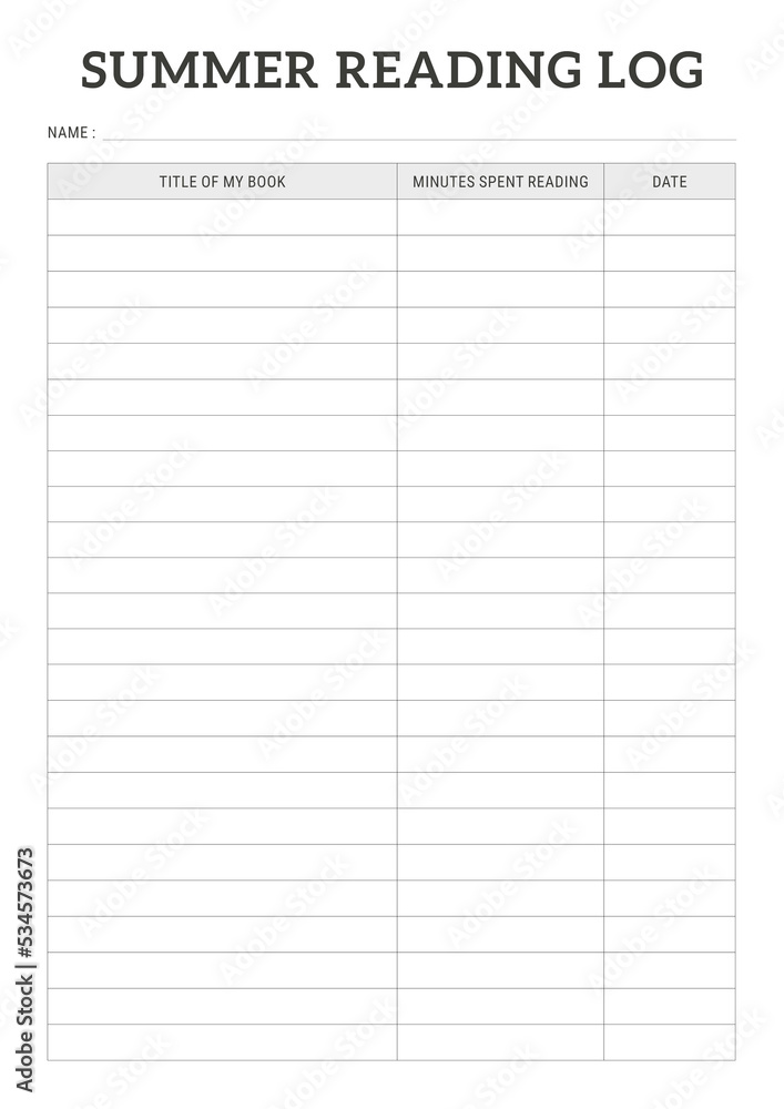 Summer Reading Log Summer Reading Log