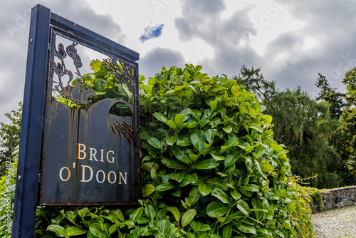 Vászonkép Brig O Doon sign, Alloway, Ayr, Ayrshire. Scotland