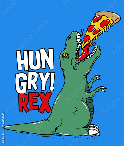 HUNGRY DINOSAUR EATING PIZZA