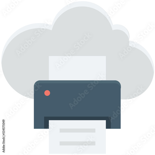 Cloud Printing Colored Vector Icon