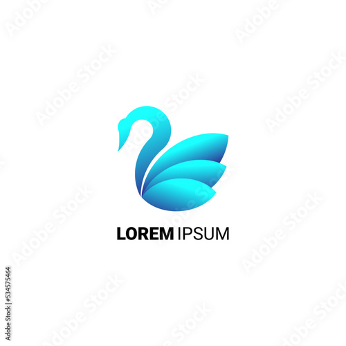 Fototapeta Naklejka Na Ścianę i Meble -  elegant swan logo  blue gradient color template logo design