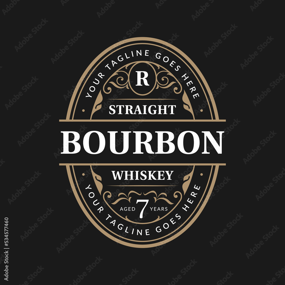Vintage frame logo. Antique packaging label. Suitable for whiskey, bourbon, scotch, wine, vodka, rum, beer, distillery, etc.