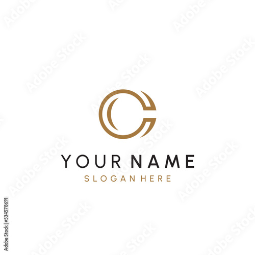 C or CC Letter Initial Logo Design, Vector Template