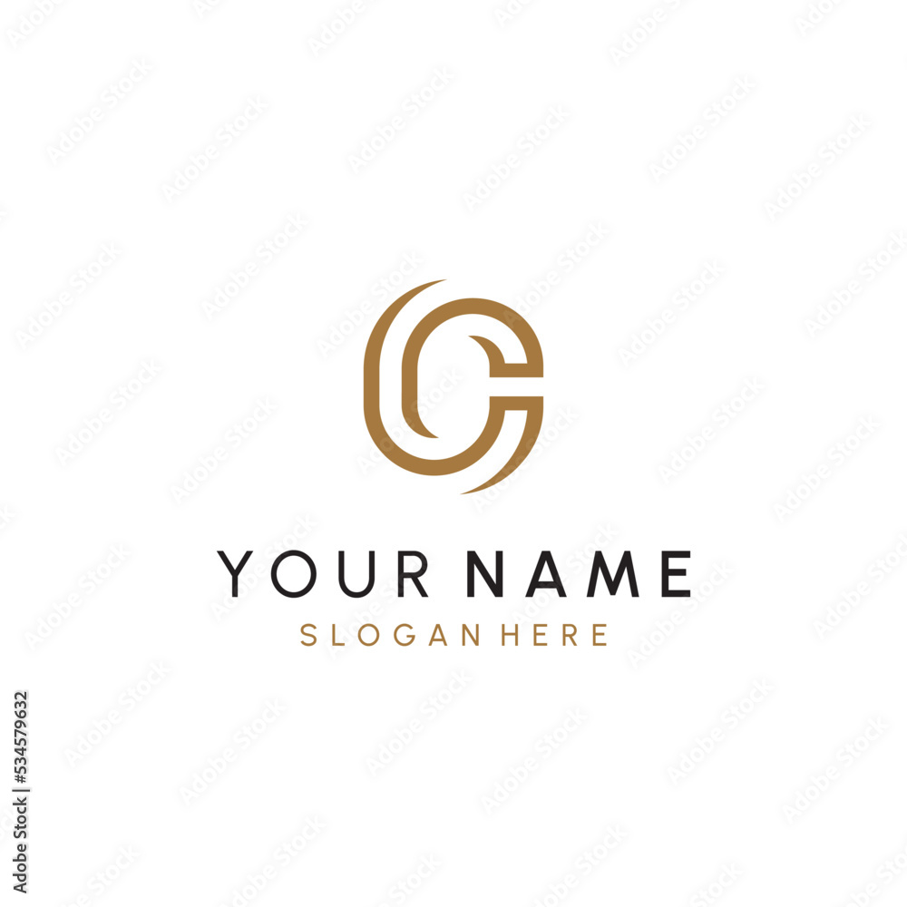 C or CC Letter Initial Logo Design, Vector Template