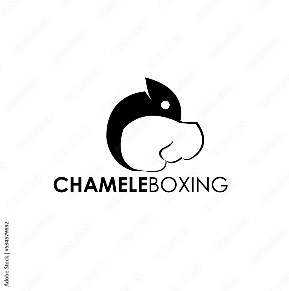 chameleon boxing logo design concept 