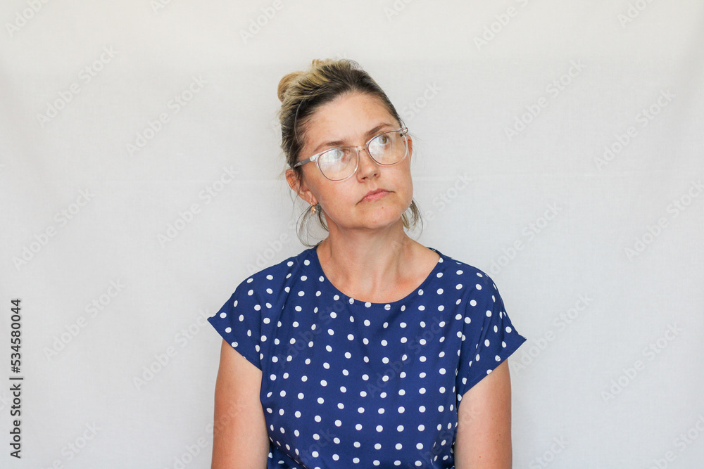 Ordinary middle-aged woman without makeup different emotions Ordinary middle-aged woman without makeup different emotions