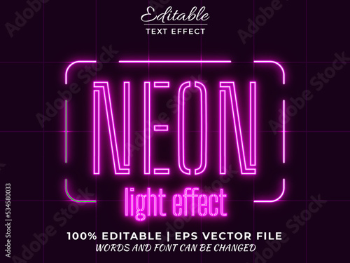 Realistic Pink neon glow mock up 3d editable text effect based vector