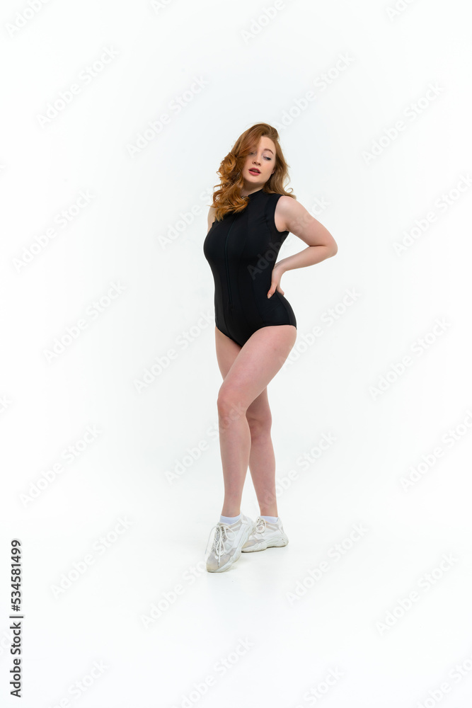 model size posing bodysuit on white background model size posing bodysuit on white background