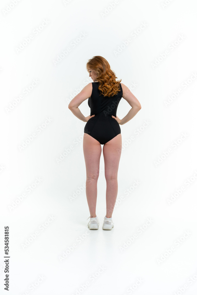 model size posing bodysuit on white background model size posing bodysuit on white background