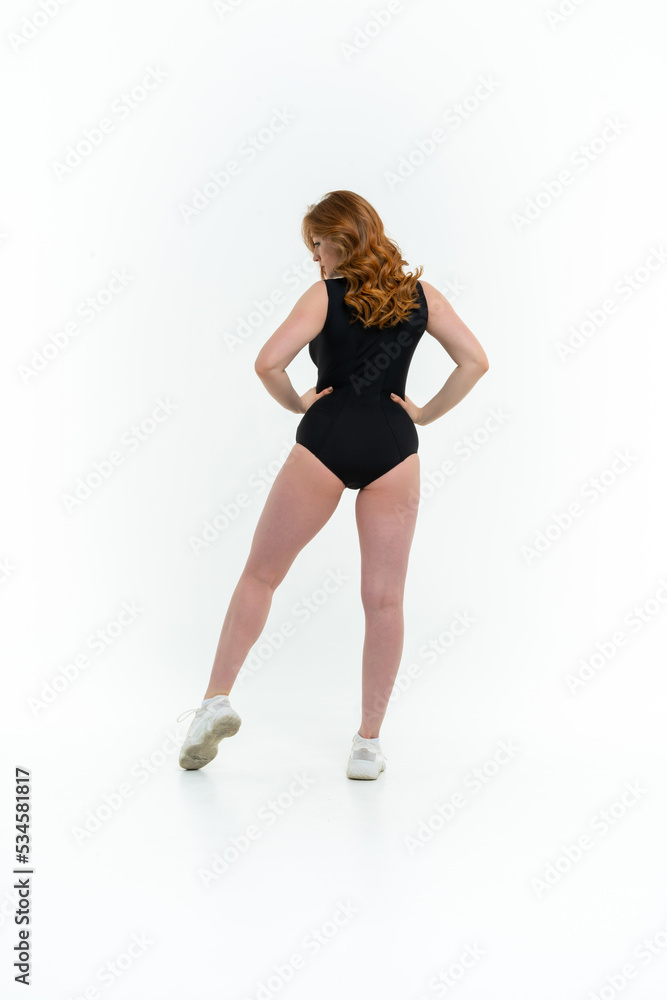 model size posing bodysuit on white background model size posing bodysuit on white background