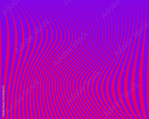 Wave design with swirl lines. Bright neon colour purple and pink. Digital image with a psychedelic stripes. Vector illustration  