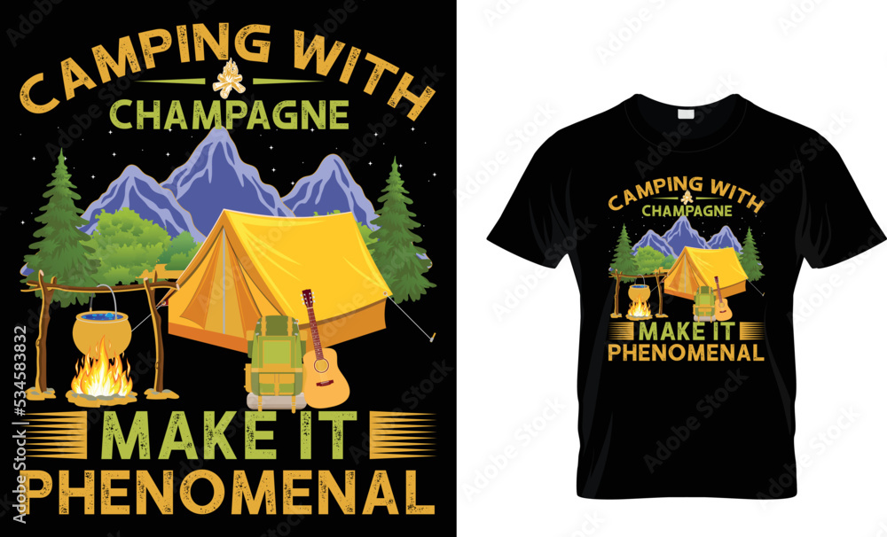 Camping typography t-shirt vector design. Camping typography T-shirt design. Vector illustration.