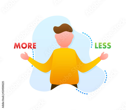 More and less balance on the scale. Balance on scale. Business Concept. vector illustration.