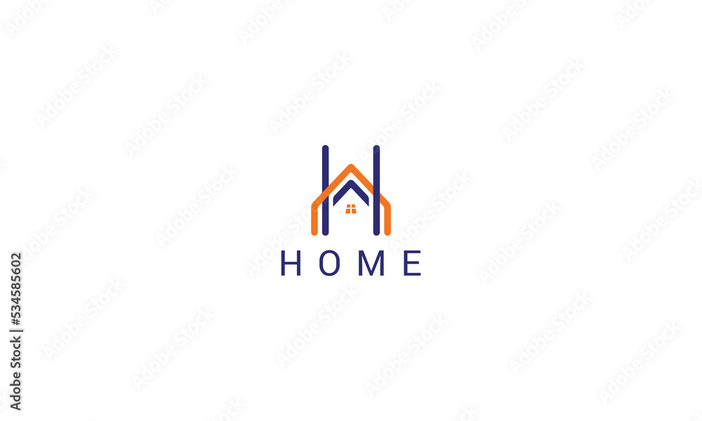 Letter H line art simple home logo Letter H line art simple home logo